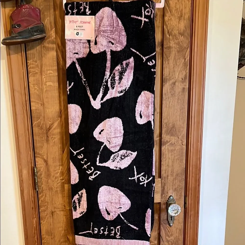 Betsey Johnson Black and Purple cherry design beach towel